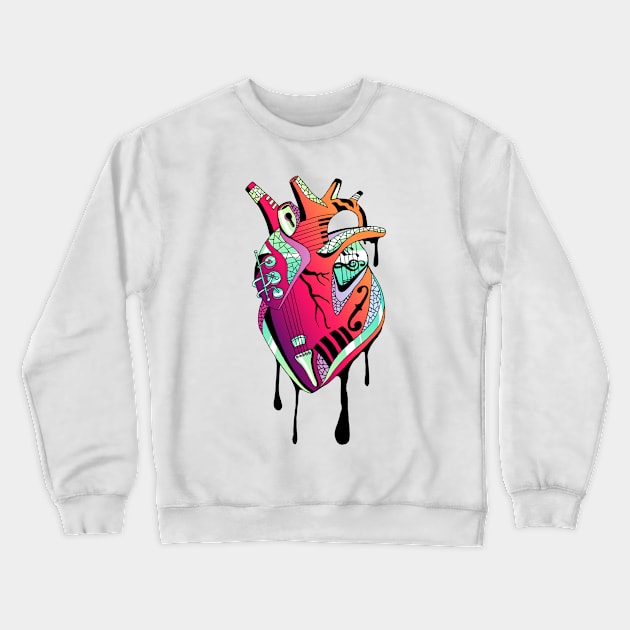 Blue Red Blend Musical Heart Crewneck Sweatshirt by kenallouis